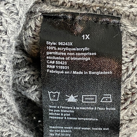 Guilty Sweater Pull Over Light Weight Wide Hem Sz 1X Grey - Picture 6 of 7